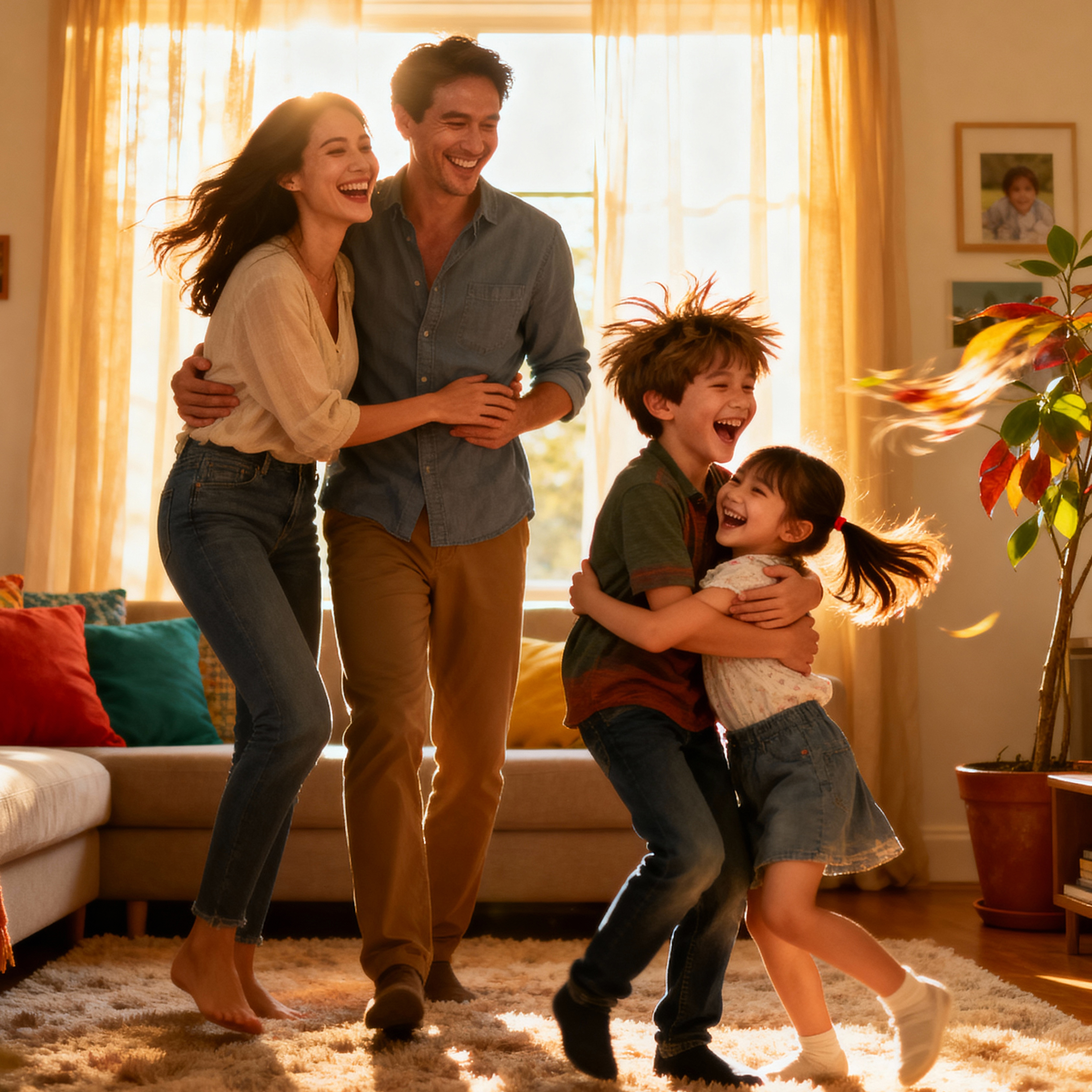 Happy family at home
